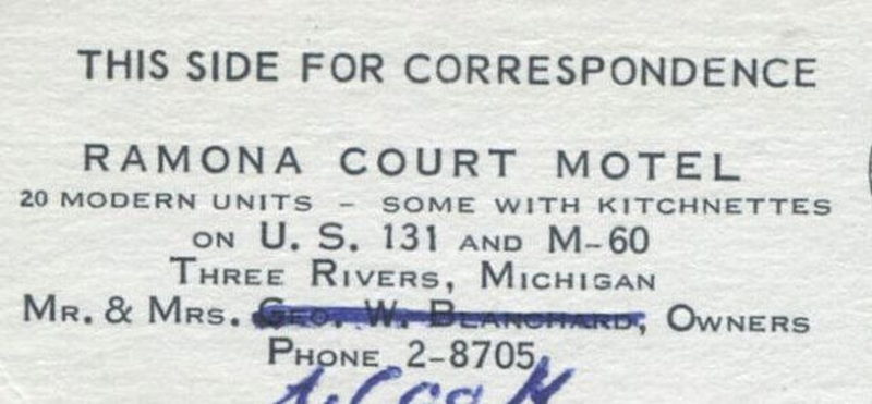 Ramona Court Motel - Vintage Postcard